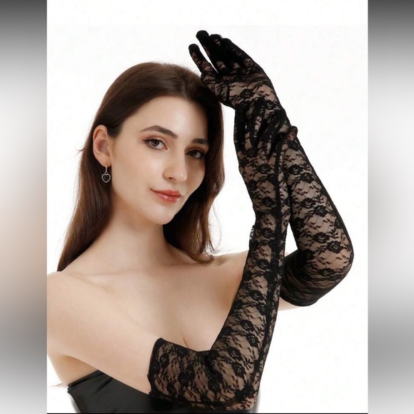 Formal Black Lace Long Gloves NEW 🏷️ - Picture 3 of 3